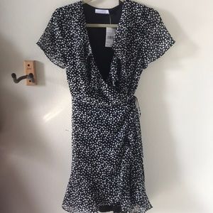 Polka dot wrap dress black and white (NWT) Size: S